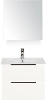 Seville Badmeubelset 60 cm - Wit Hoogglans Edge Greep - Wastafel Enjoy met Spiegelkast