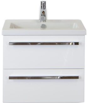 Seville Badmeubelset 60 cm - Wit Hoogglans - Keramische Wastafel Wit Djazz