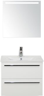 Seville Badmeubelset 60 cm - Wit Hoogglans - Keramische Wastafel Wit Enjoy met Sence Spiegel