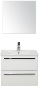 Seville Badmeubelset 60 cm - Wit Hoogglans - Keramische Wastafel Wit Enjoy met Spiegel