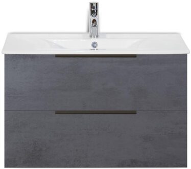 Seville Badmeubelset 80 cm - Beton Antraciet Edge Greep - Wastafel Enjoy