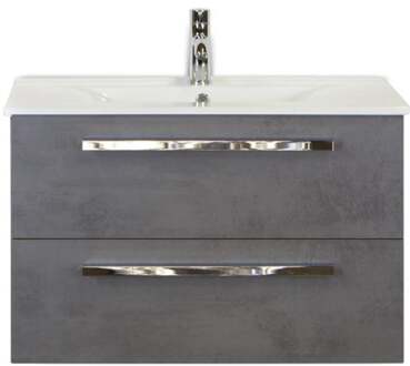Seville Badmeubelset 80 cm - Beton Antraciet - Keramische Wastafel Wit Enjoy