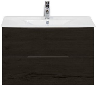 Seville Badmeubelset 80 cm - Black Oak Edge Greep - Wastafel Enjoy