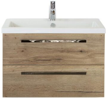 Seville Badmeubelset 80 cm - Natuur Eiken - Keramische Wastafel Wit Djazz