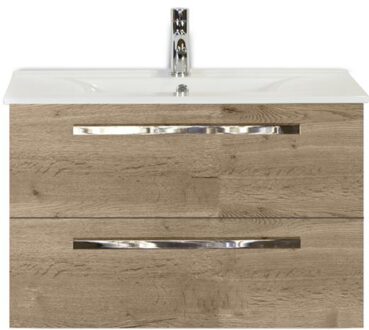 Seville Badmeubelset 80 cm - Natuur Eiken - Keramische Wastafel Wit Enjoy