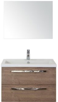 Seville Badmeubelset 80 cm - Tabacco - Keramische Wastafel Wit Djazz met Spiegel