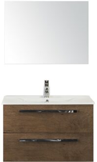 Seville Badmeubelset 80 cm - Tabacco - Keramische Wastafel Wit Enjoy met Spiegel