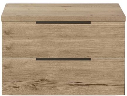 Seville Badmeubelset 80 cm - Wastafelblad Natuur Eiken Edge Greep