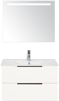 Seville Badmeubelset 80 cm - Wit Hoogglans Edge Greep - Wastafel Enjoy met Sence Spiegel