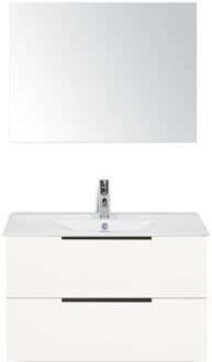 Seville Badmeubelset 80 cm - Wit Hoogglans Edge Greep - Wastafel Enjoy met Spiegel