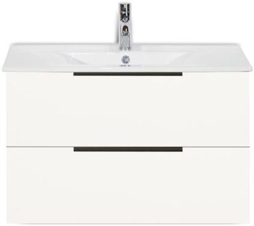 Seville Badmeubelset 80 cm - Wit Hoogglans Edge Greep - Wastafel Enjoy