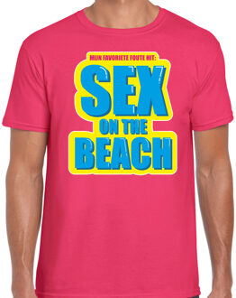 Sex on the beach foute party shirt roze heren XL