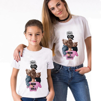 SexeMara Mother Daughter Family Look Mom's Tee Super Mama Son T shirt 2020 Fashion Harajuku Print Streetwear Aesthetic Clothes