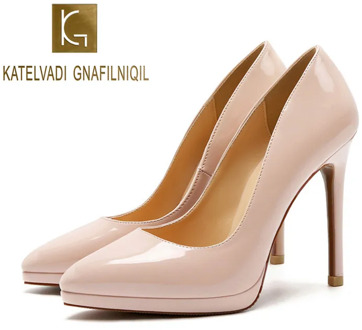 Sexy Beige High Heels Pumps 11CM PU Leather Waterproof Platform Women Pumps Wedding Dress Shoes High Heels Shoes K-230