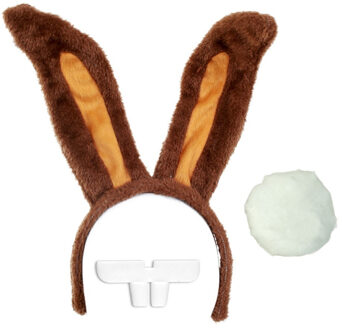 Sexy bunny verkleed set - bruin - dames - 3-delig - konijn - haas