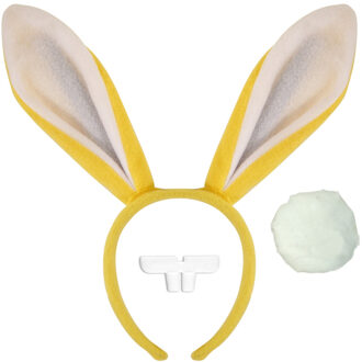 Sexy bunny verkleed set - geel - dames - 3-delig - konijn - haas