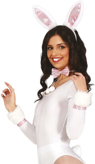 Sexy bunny verkleed set - roze - dames - 6-delig - konijn - haas