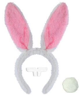 Sexy bunny verkleed set - wit - dames - 3-delig - konijn - haas