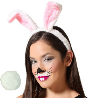 Sexy bunny verkleed set - wit - dames - 3-delig - konijn - haas