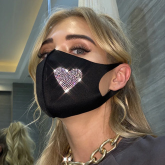 Sexy Cute Glitter Rhinestone Heart Mask Diamond Crystal Decoratio for Women Girl Shiny Nightclub Party Jewelry Gift