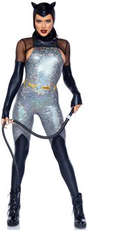 Sexy Kittige Catsuit Feline Zwart, Zilver - Grijs
