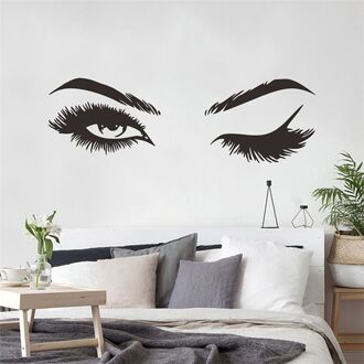 Sexy Lash & Wenkbrauwen Eye Muurstickers Meisje Slaapkamer Woonkamer Slaapkamer Decoratie Voor Muurschilderingen Vinyl Wimpers Muur decals black1