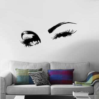 Sexy Lash & Wenkbrauwen Eye Muurstickers Meisje Slaapkamer Woonkamer Slaapkamer Decoratie Voor Muurschilderingen Vinyl Wimpers Muur decals black2