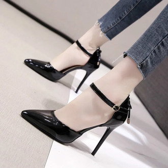 Sexy Nude Color High Heels Fashion Thin Heels Butterfly-Knot Patent Leather Middle Hollow Womens Shoes Elegant Party Dress Pumps