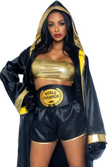 Sexy Prize Fighter Kostuum Lucia Zwart, Goud - Brons