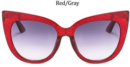 Sexy Rode Cat Eye Bril Vrouwen Mode Crystal Brilmonturen Vrouwelijke Clear Vintage Shades Zonnebril Brillen Oculos rood grijs