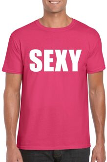Sexy tekst t-shirt roze heren S