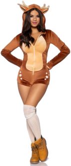 Sexy Velvet Fawn Romper Hinde Bruin - Kastanje