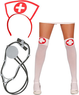 Sexy zuster/verpleegster verkleed set - 3-delig - carnaval accessoires