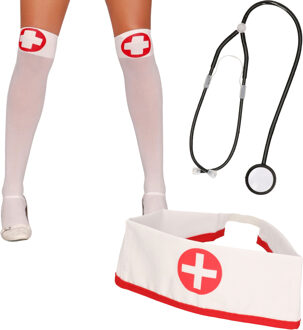 Sexy zuster/verpleegster verkleed set - 3-delig - carnaval accessoires