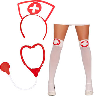 Sexy zuster/verpleegster verkleed set - 3-delig - carnaval accessoires