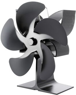 SF902G 5 Blades Warmte Aangedreven Kachel Ventilator Voor Hout Log Brander Heater Haard Brandstof zwart
