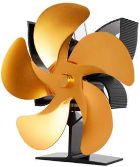SF902S Thermische Power Haard Kachel Vijf Bladen Haard Verwarming Ventilator Veilig Thuis Haard Ventilator Efficiënte Warmte goud