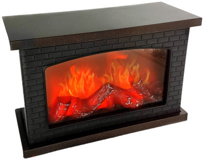 Sfeerhaard met LED verlichting - L30 x H20 cm - batterijen - Sfeerhaarden Zwart