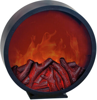 Sfeerhaard/open haard - rond - zwart - met led verlichting D32,5 cm