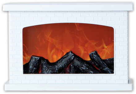 Sfeerhaard/open haard - wit - met led verlichting L30 x H20 cm