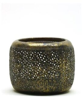 Sfeerlicht Metaal Met Glas 13.5x11cm Goudkleurig