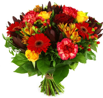 Sfeervol boeket warm rood oranje
