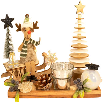 Sfeervol kerstplateau met waxine Led kaarsje