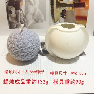 Sferische Patroon Rose Bloem Bal Kaars Siliconen Mal Woondecoratie Bruiloft Aromatherapie Kaars Diy Materiaal Kaars Maken leger groen