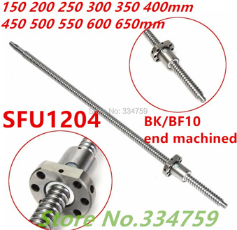 SFU1204 150 200 250 300 350 400 450 500 550 600 650 700 800 mm C7 ball screw with 1204 flange single ball nut BK/BF10 machined
