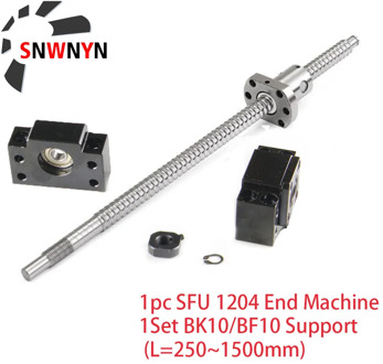 SFU1204 Ball Screw 250/300/350/400/450/500/550/600/650/800/1000mm C7 Grade With End Machined +1204 Ball Nut +1Set BK10/BF10 CNC