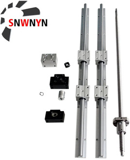 SFU1204 Ball Screw 500 Length+1204 Nut +BKBF10 End Support+Coupling +1204 Nut Housing+2pcs SBR12 Linear Rail+4pc SBR12UU For XYZ