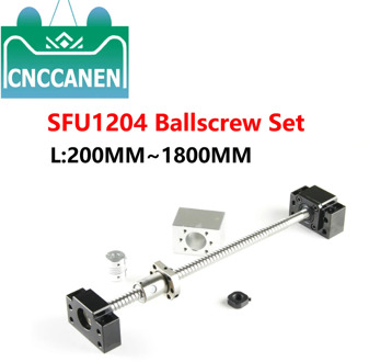 SFU1204 Rolled Ball Screw C7 With End Machined 200 250 1600 mm+ 1204 Ball Nut + Nut Housing+BK/BF10 End Support + Coupler RM1204