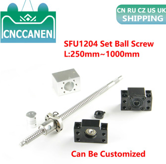 SFU1204 Rolled Ball Screw C7 With End Machined 250mm-1500 mm + Coupler RM1204 + Ballnut Housing +1 Set BK10/BF10 End Support Set