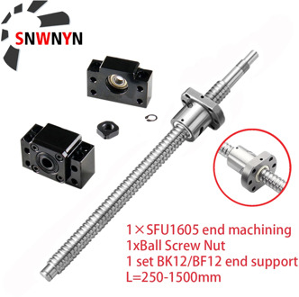 SFU1605 250 300 350 400 450 500 550 600 650 700mm Rolled Ball Screw C7 With End Machined +1605 Ball Nut +BK/BF12 End Support CNC
